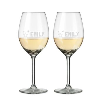 2 Verre à Vin Gravé avec Nom: Personnalisable avec du Texte Différents Designs et Polices D/'écritures YourSurprise Verre à Vin Blanc Personnalisable avec Nom